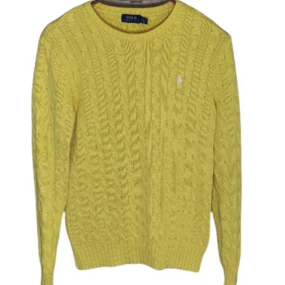 Polo Ralph Lauren Yellow Cable Knit Long Sleeve Sweater - Yellow - Large - Picture 3 of 15